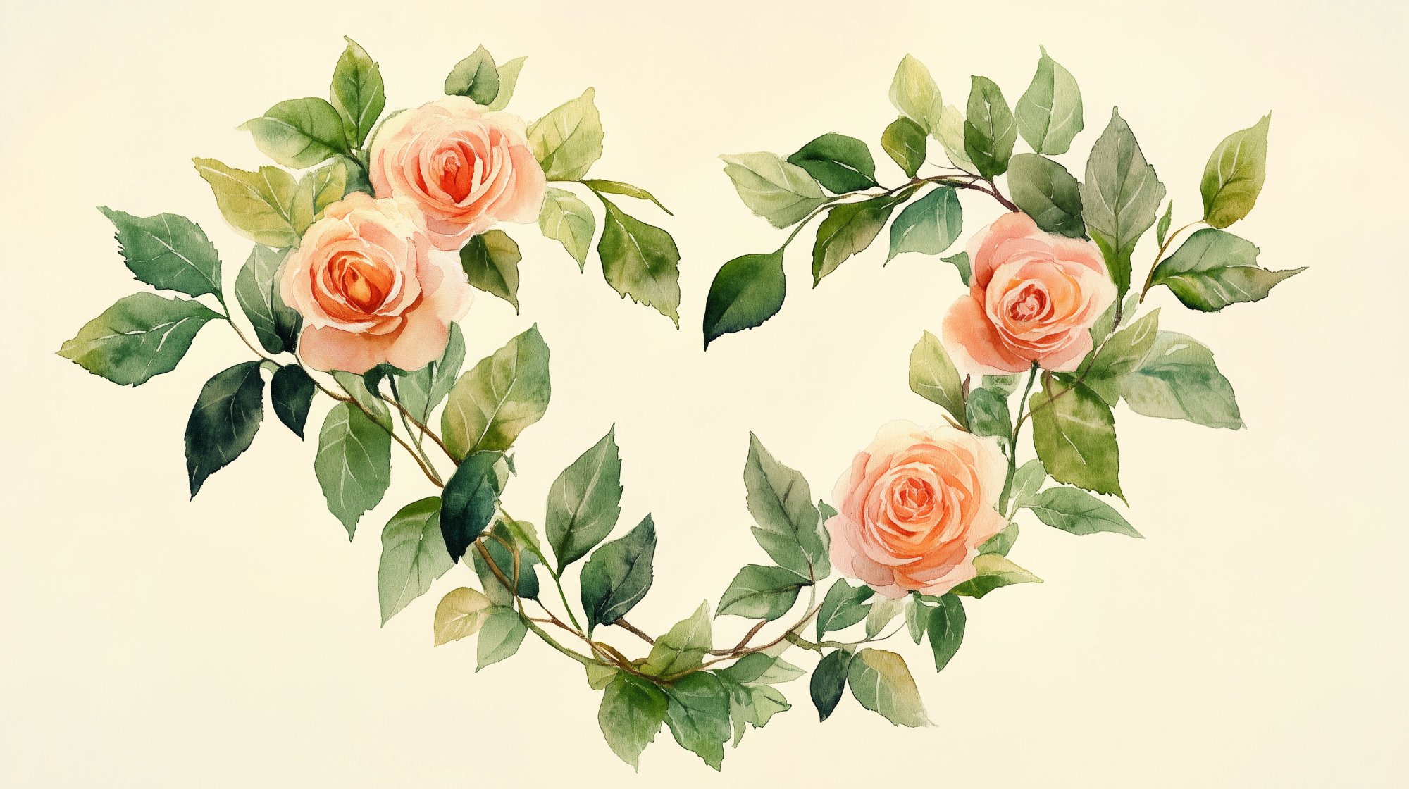 Heart shape formed by intertwining rose vines
